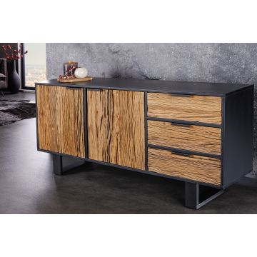Massief Houten Dressoir Barracuda 150cm Teak Mango Zwart Metaal Gerecycled - 43349