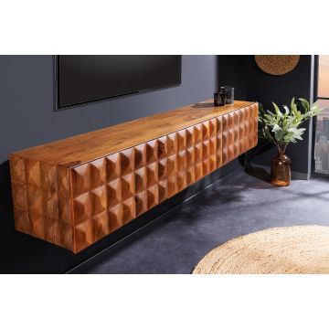 Massief Houten TV-Lowboard Vulcano 160cm Hangend Van Natuurlijk Mangohout - 43351