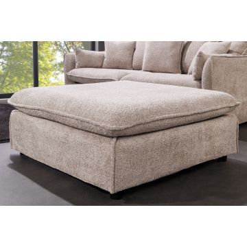 Hocker Heaven 100cm Champagne Beige Bouclé Gestoffeerde Kruk Met Veerkern - 44186
