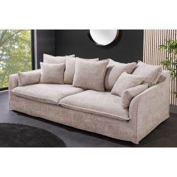 Grote 3-Zitsbank Heaven 200cm Champagnebeige Bouclé Hoesbank Met Verenkern - 44185