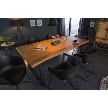Massief Houten Eettafel Mammoet 160cm Acaciahout Sledeframe 3,5cm Tafelblad - 43484