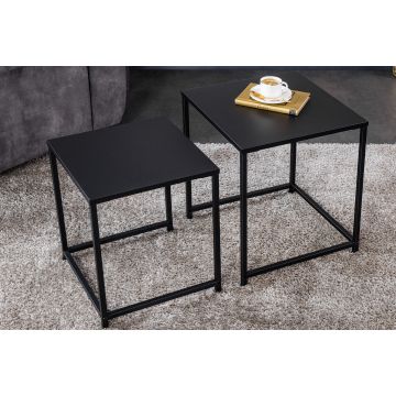 Set Van 2 Salontafels Dura Steel 50cm Metaal Zwarte Bijzettafels Modern Design - 43326