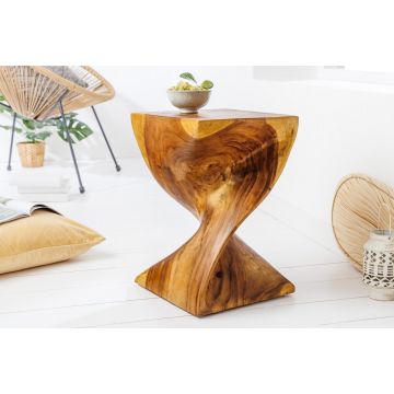 Sculpturale Bijzettafel Helix 30cm Natuurlijk Suarwood Handgemaakt In Bali Poef - 41807