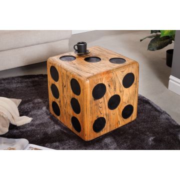 Massieve Kubus Kruk Cube Dobbelsteen 41cm Natuurlijk Mindi Houten Bijzettafel Stapelbaar - 41811