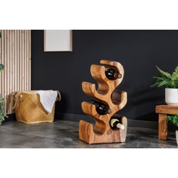 Decoratief Wijnrek Arte 50cm Natuurlijk Massief Suar Hout Handgemaakte Flessenhouder - 43302