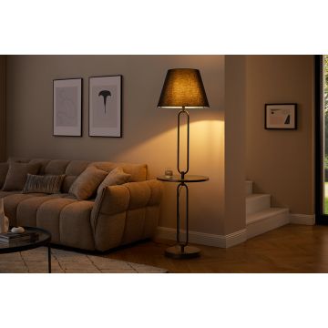 Moderne Vloerlamp Bijzettafel Servant 175cm Zwart Metaal Rond - 43759