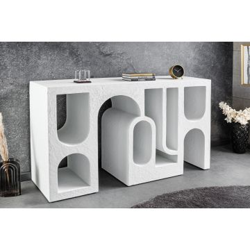 Abstracte Sidetable Art Ambiente 120cm Wit Beton look Concrete Rond Gebogen Design - 44308