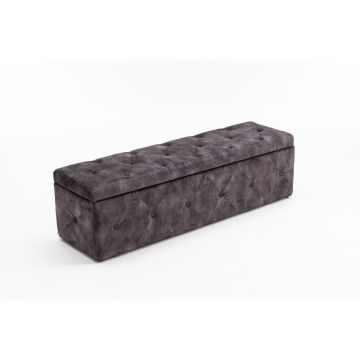 Chesterfield Bedbank Extravagancia 140cm Grijs Fluweel Met Opbergruimte - 44425