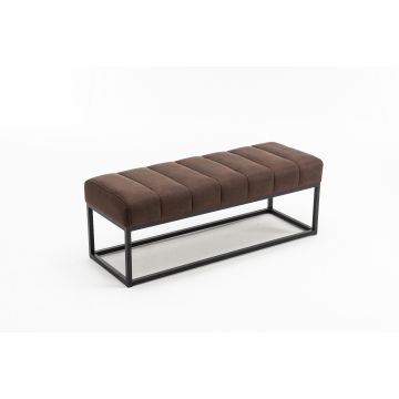 Design Bank Antiek Bruin Microvezel Petit Beauté 110cm Zwart Metalen Frame - 44426