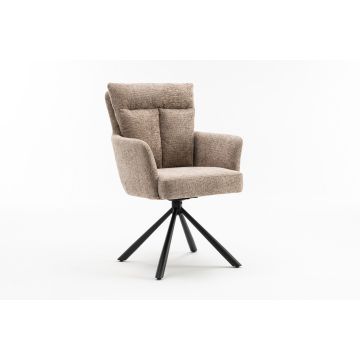 Eetkamerstoel Big George Beige Structuurstof Met Armleuning Metaal Zwart - 44438