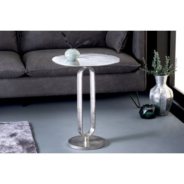 Ronde Bijzettafel Elegance 60cm Zilver Metaal Aluminium Handgemaakt - 43614