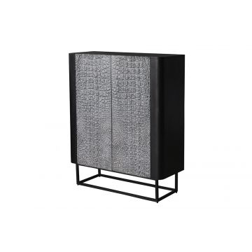 Handgemaakt Kast Croco 120cm Grijs, Zwart Massief Mangohout 3D Design - 44581