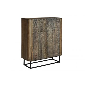 Handgemaakt Massief Bruine Mangohouten Dressoir Croco 120cm 3D-Ontwerp - 44615