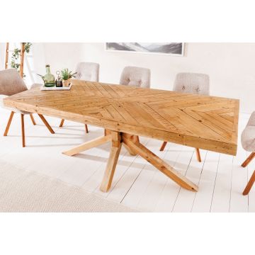 Massief Natuurlijk Grenenhout Eettafel Mosaik Gerecycled Sterframe 160cm - 44089