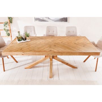 Massief Natuurlijk Grenenhout Eettafel Mosaik Gerecycled Sterframe 200cm - 44090