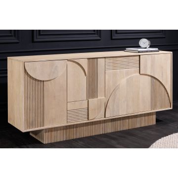Design Massief Wit Gekalkt Mangohout Dressoir Art Deco 170cm 3D front - 44060