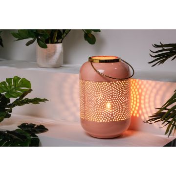Decoratieve Lantaarn Kaarslicht 30cm Pastelroze Metalen Handgemaakte Lantaarn - 43830