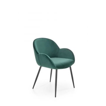 Moderne Eetkamerstoel K480 Groen Fluweel Met Armleuningen