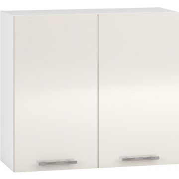 Dubbele bovenkast keuken 80x72cm Licht Beige Glans softclose met handgrepen