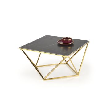 Moderne Salontafel Felicia Zwart Marmer Goud Frame