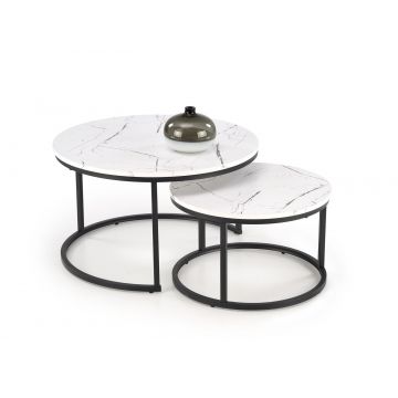 2-Delige Salontafel Set Java Wit Marmer