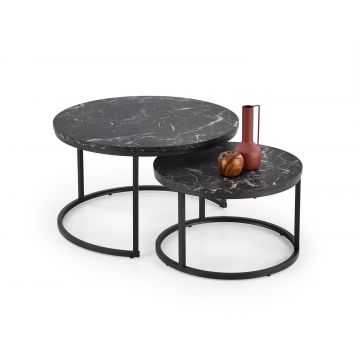 2-Delige Salontafel Set Java Zwart Marmer