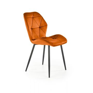 Moderne Eetkamerstoel K453 Kaneel Bruin Fluweel