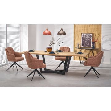 Uitschuifbare Eettafel Massive 2 Naturel Eiken/Zwart 160-250cm