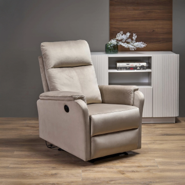Elektrische Verstelbare Fluwelen Relax fauteuil Crocus Beige