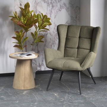 Moderne Fauteuil Byron Groen Stof Metaal Frame
