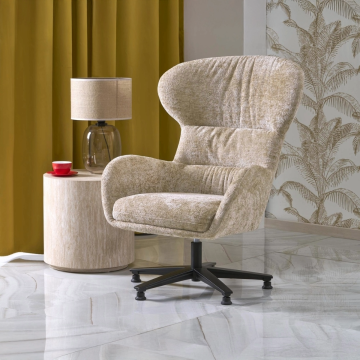 Draaibare Relax Fauteuil Franco Beige Stof 