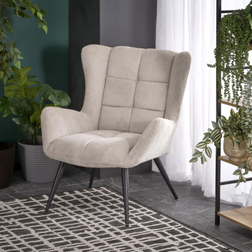 Moderne Fauteuil Byron Beige Stof Metaal Frame