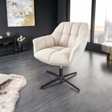 Set van 2 eetkamerstoelen - beige fluweel - met armleuningen - voor