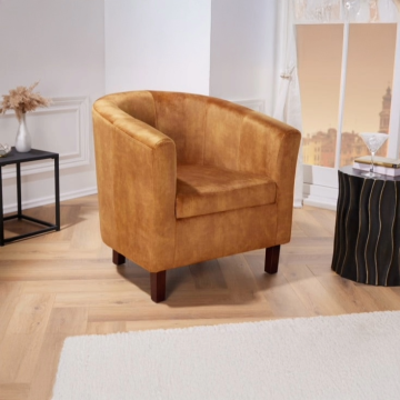 Fauteuil Hemingway Mosterdgeel Fluwelen armleuningen - 43892