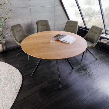 Ronde Eettafel Atelier 120cm Naturel Eiken Zwart Metaal - 46572