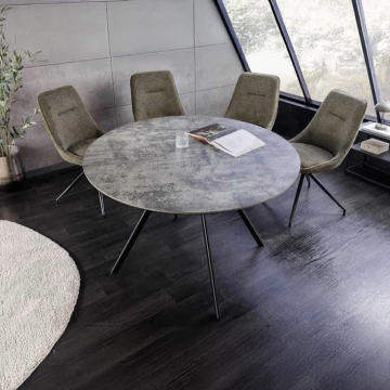 Ronde Eettafel Atelier 100cm Grijs Beton Design Zwart Metaal -  46569