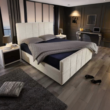 Modern Boxspringbed Prestige 180x200cm Crème Bouclé met Opbergruimte - 45922