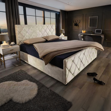 Design Boxbed Elysium 180x200cm Champagne Beige Fluweel met Opbergruimte - 45920