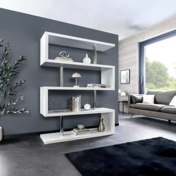 Designplank Snake 165cm Witte Boekenkast Hoogglans met Vijf Planken - 46400