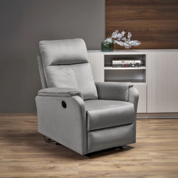 Elektrische Verstelbare Fluwelen Relax fauteuil Crocus Grijs