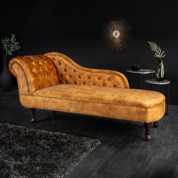 Chaise Longue Recamiere Chesterfield Mosterdgeel - 41252