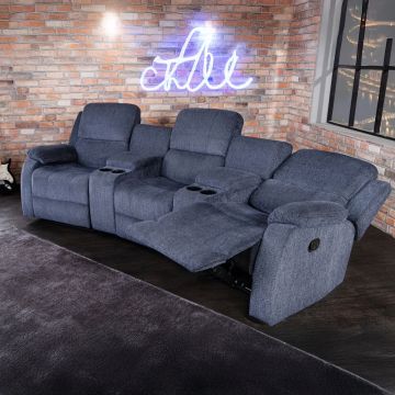 Bioscoopbank 3-zits Verstelbaar Hollywood Grijs met bekerhouder - 42814