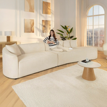 Moderne Bank Atelier L 330cm Beige Bouclé XXl Bank Inclusief Kussens - 46548