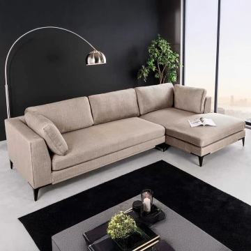 Hoekbank Signum XL 315cm 3-Zits met Ottomane Rechts Taupe Fluweel - 44538
