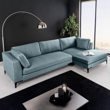 Hoekbank Signum XL 315cm 3-Zits met Ottomane Rechts Fluweelblauw - 44535