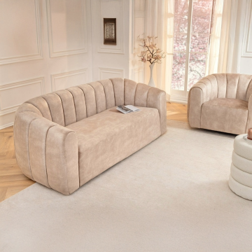 Bank Babylon 200cm 3-Zits Velvet Beige - 44511