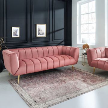 Bank 3-zits Noblesse Oud Roze 225cm Fluweel - 43264