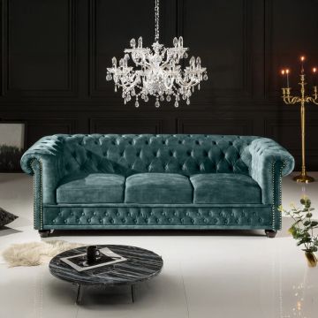 Bank Chesterfield Petrol 205cm Fluweel - 43091
