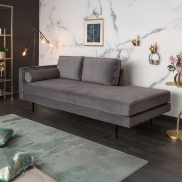 Chaise Longue Diva Grijs 196cm Fluweel - 40603