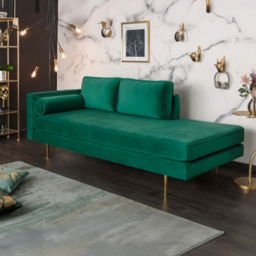Chaise Longue Diva Smaragdgroen 196cm Fluweel - 40602